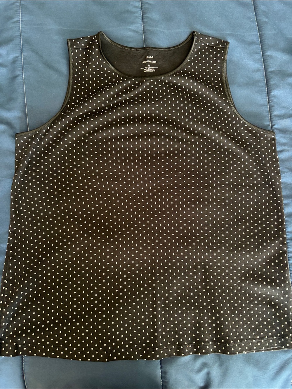 CJ Banks Black Tank Top with White Polka Dots